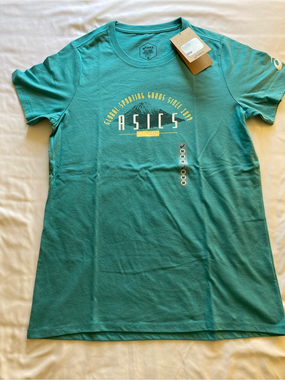 ASICS Women's GSG 77 Retro Short Sleeve TEE Running Apparel, Medium, Ocean Green